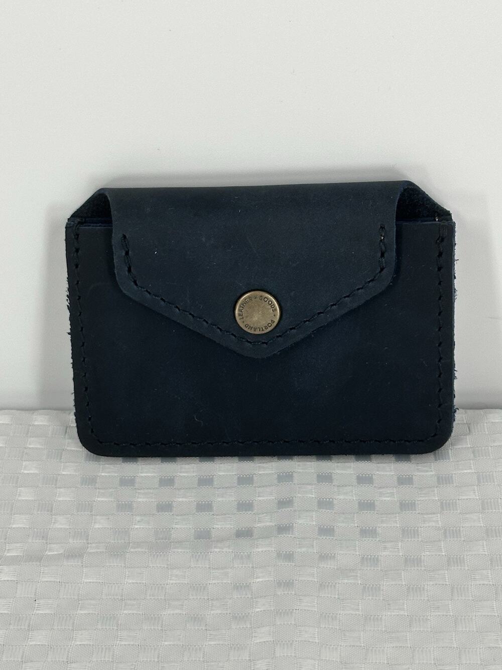 Portland Leather Lovebug Plus Metallic Copper Colored Snap Wallet Navy NWOT